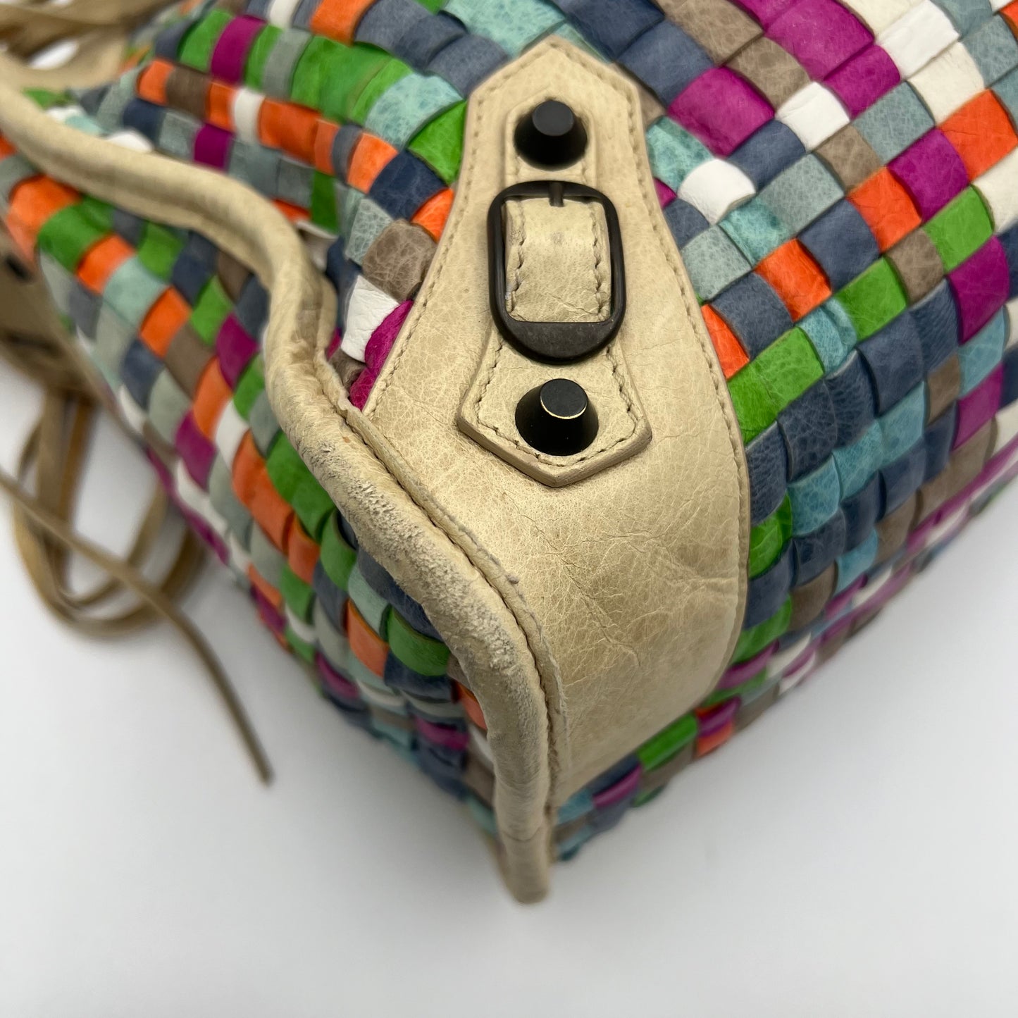 Balenciaga Multicolor Woven Leather City
