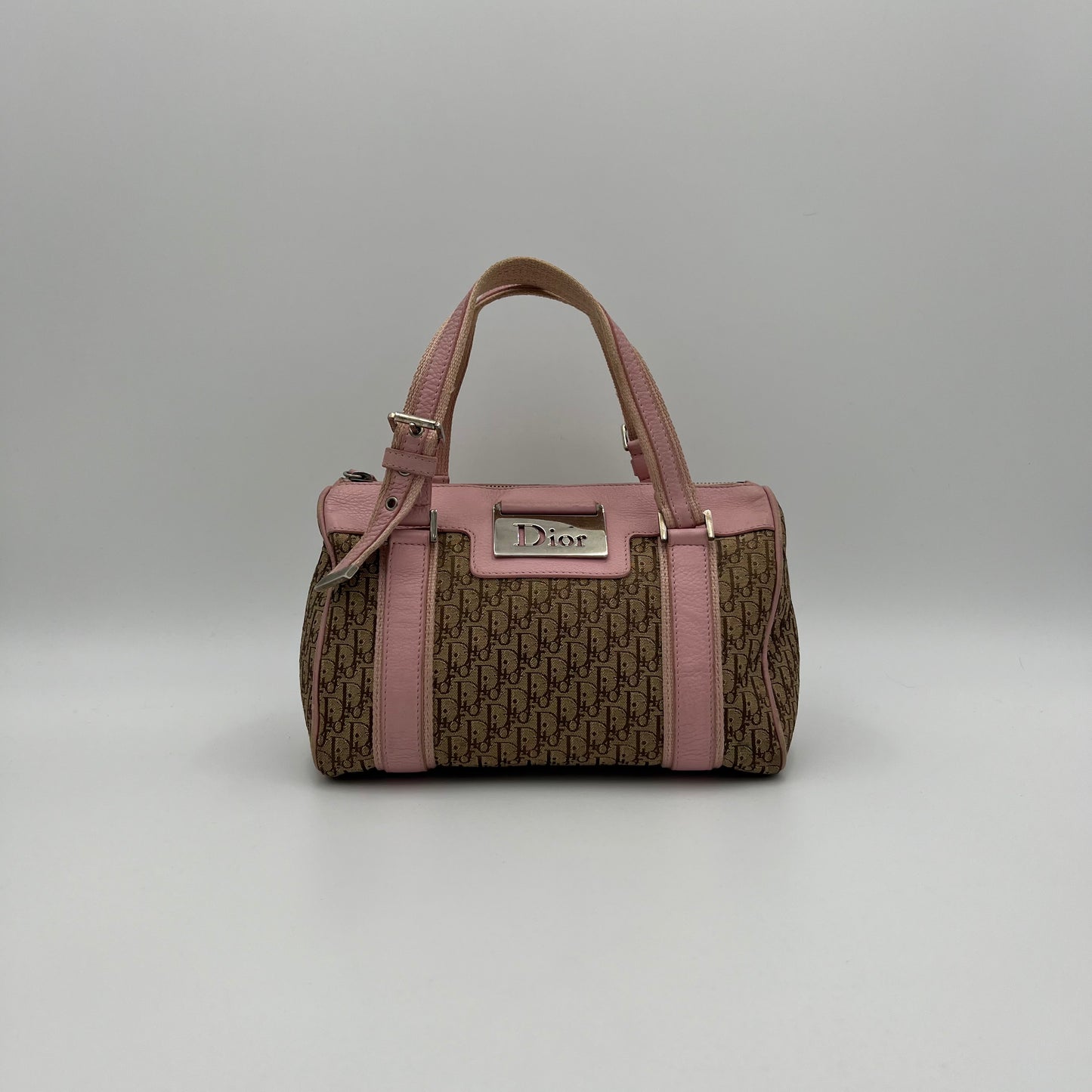 Christian Dior Brown Trotter Pink Leather Street Boston 25