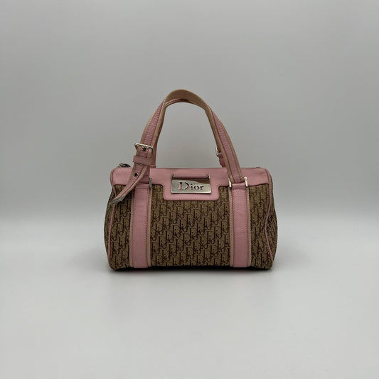 Christian Dior Brown Trotter Pink Leather Street Boston 25