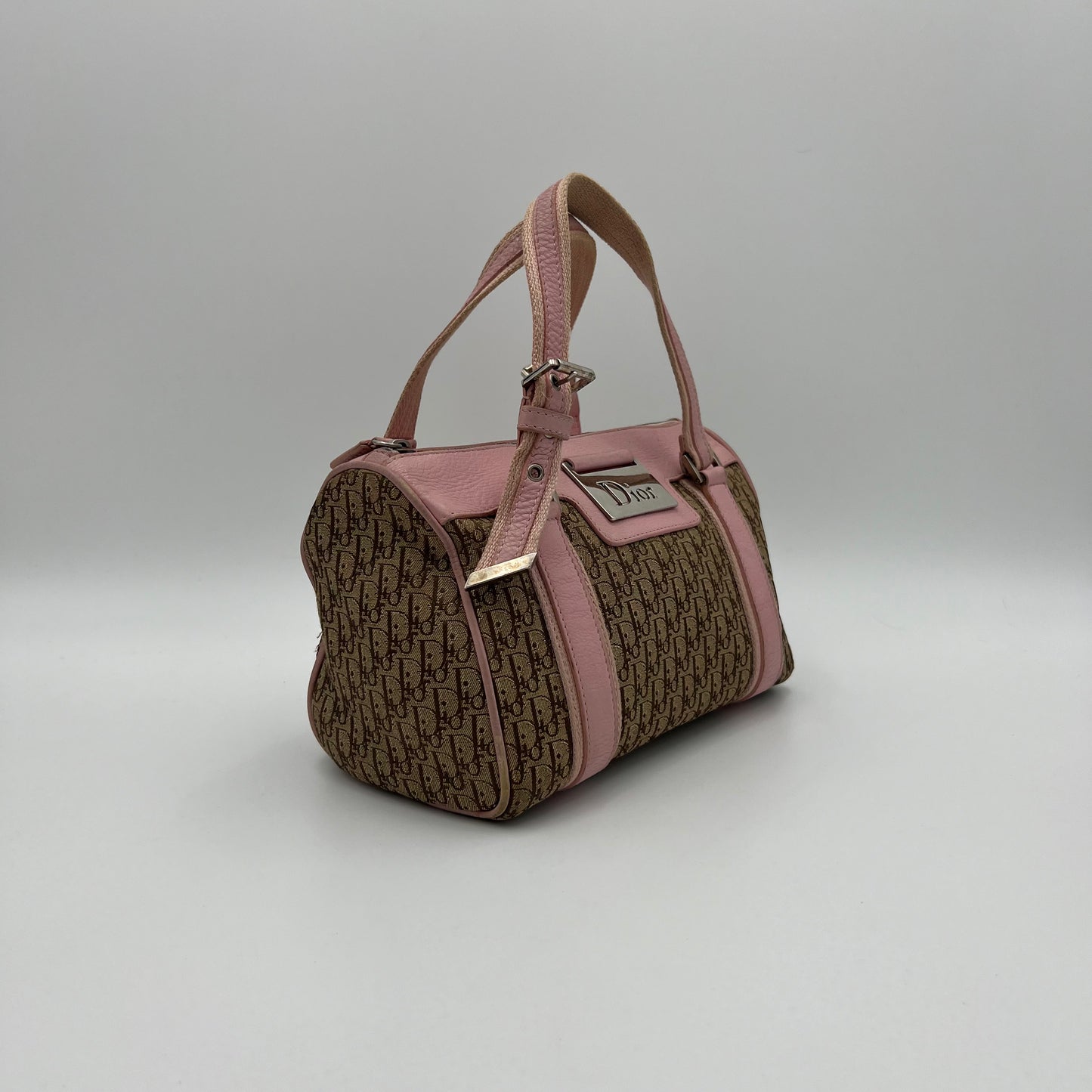 Christian Dior Brown Trotter Pink Leather Street Boston 25