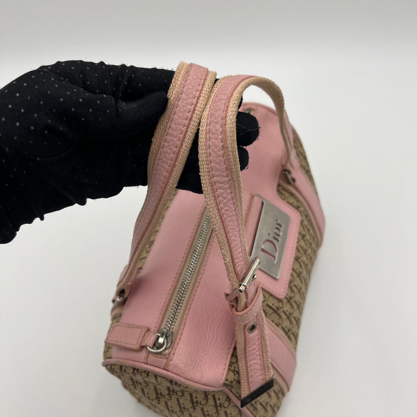 Christian Dior Brown Trotter Pink Leather Street Boston 25