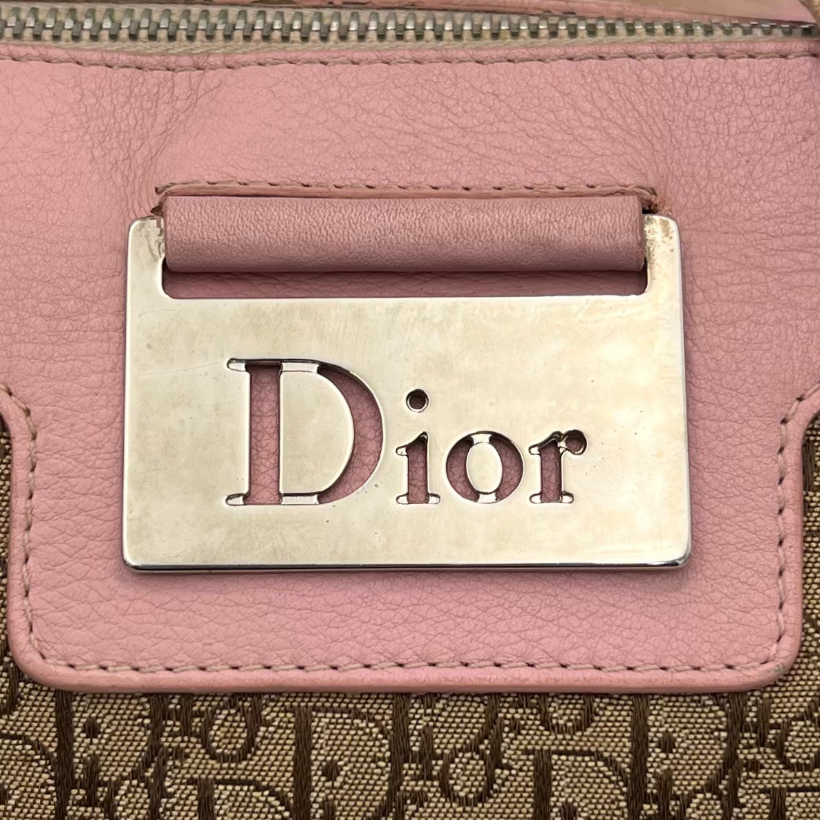 Christian Dior Brown Trotter Pink Leather Street Boston 25