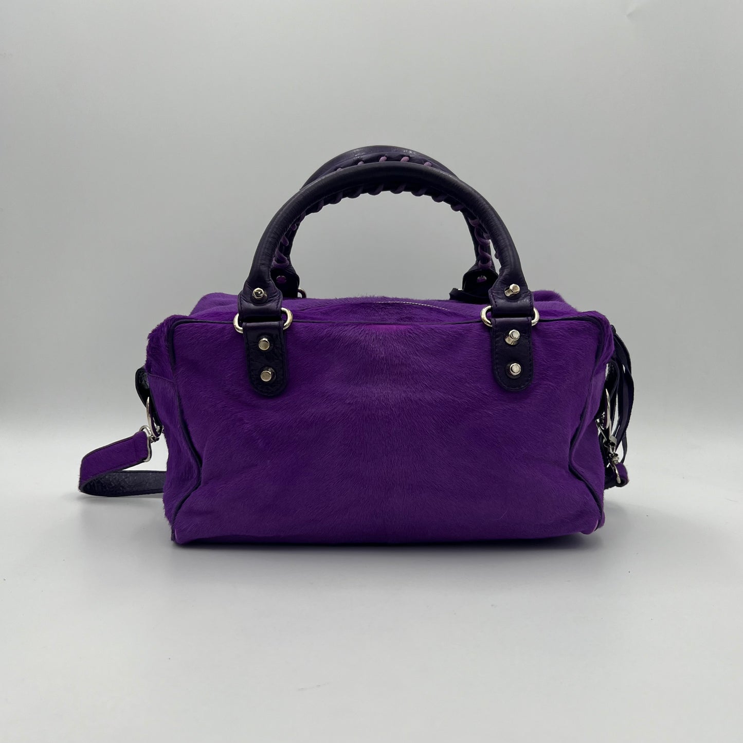 Balenciaga Violet Ink Pony Hair Classic Box Handbag