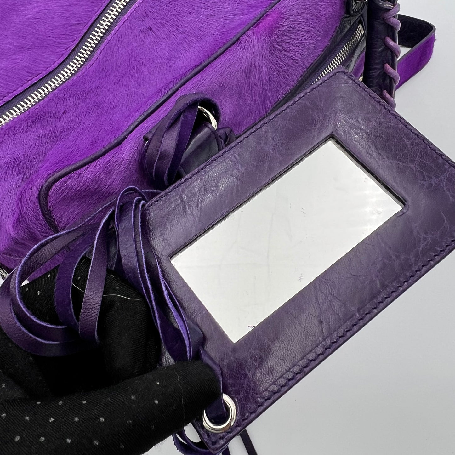 Balenciaga Violet Ink Pony Hair Classic Box Handbag