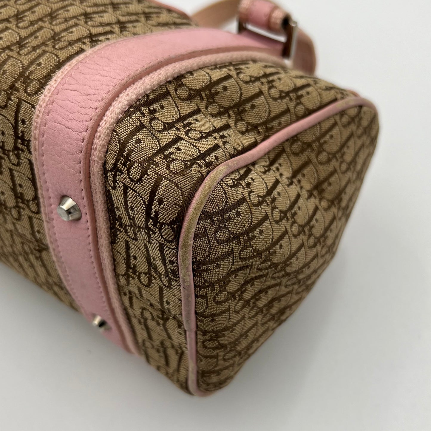 Christian Dior Brown Trotter Pink Leather Street Boston 25