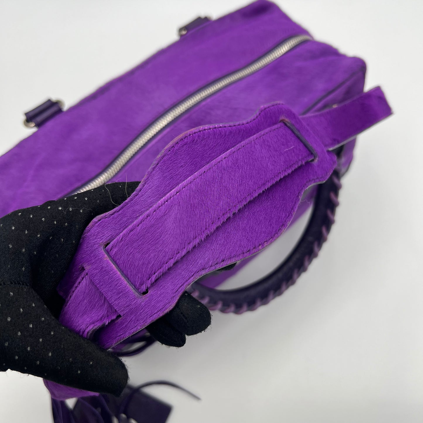 Balenciaga Violet Ink Pony Hair Classic Box Handbag