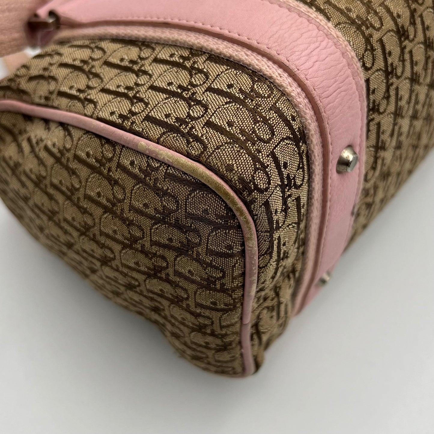 Christian Dior Brown Trotter Pink Leather Street Boston 25