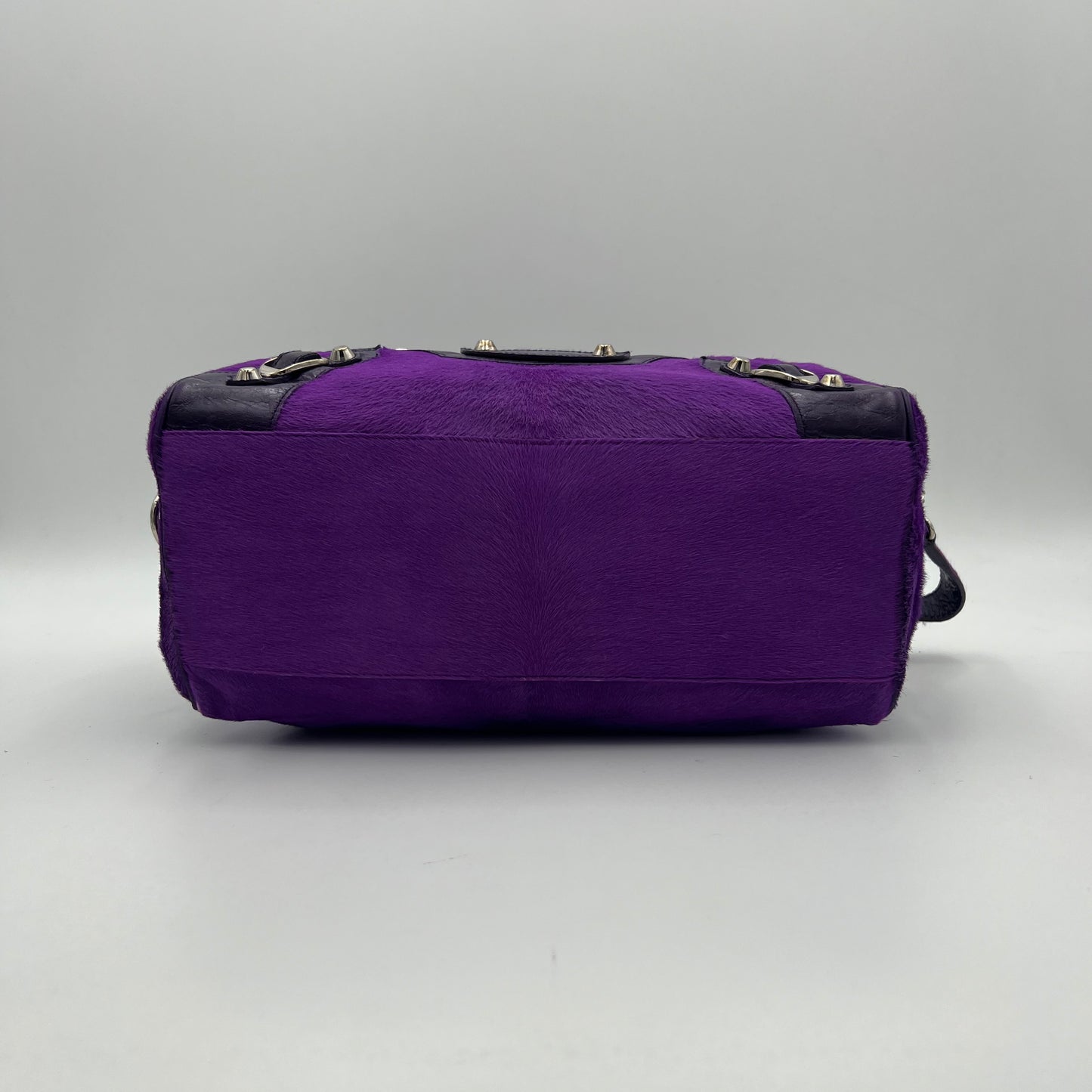 Balenciaga Violet Ink Pony Hair Classic Box Handbag