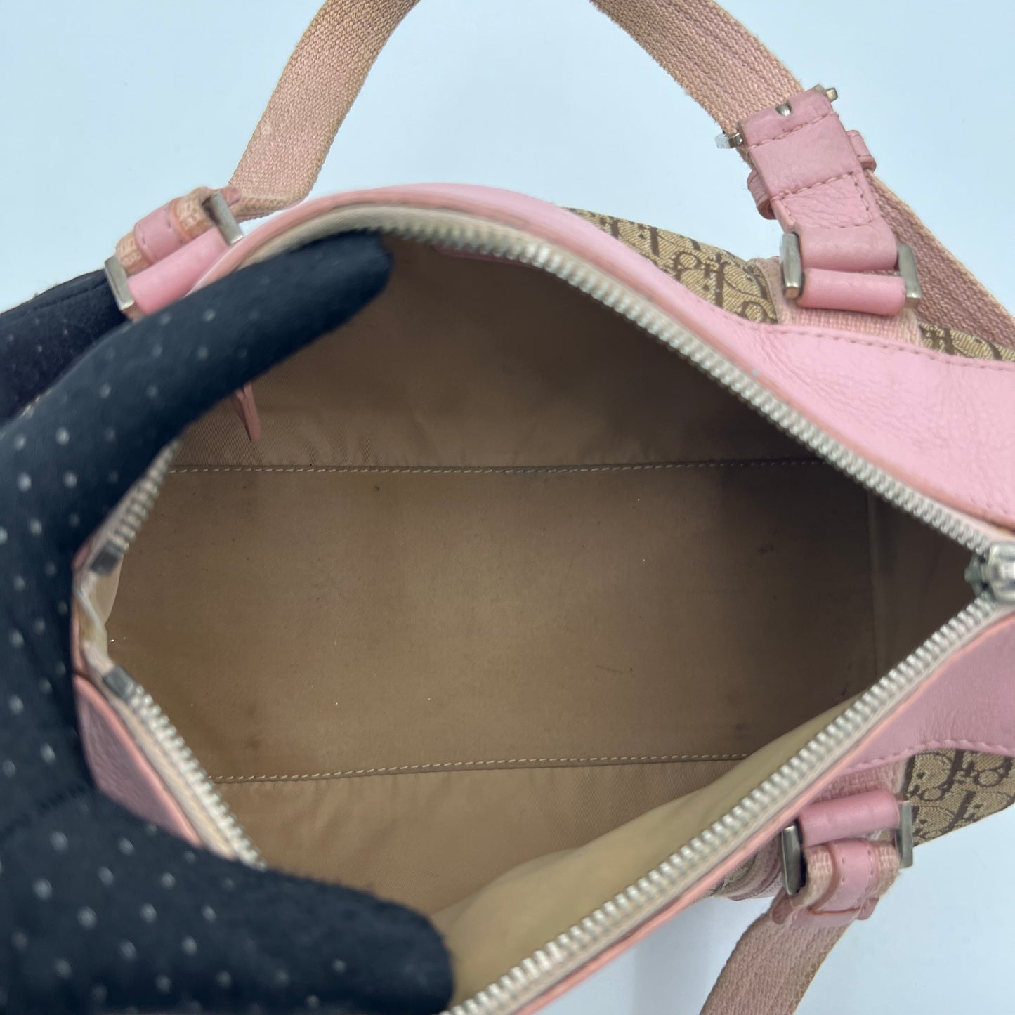 Christian Dior Brown Trotter Pink Leather Street Boston 25