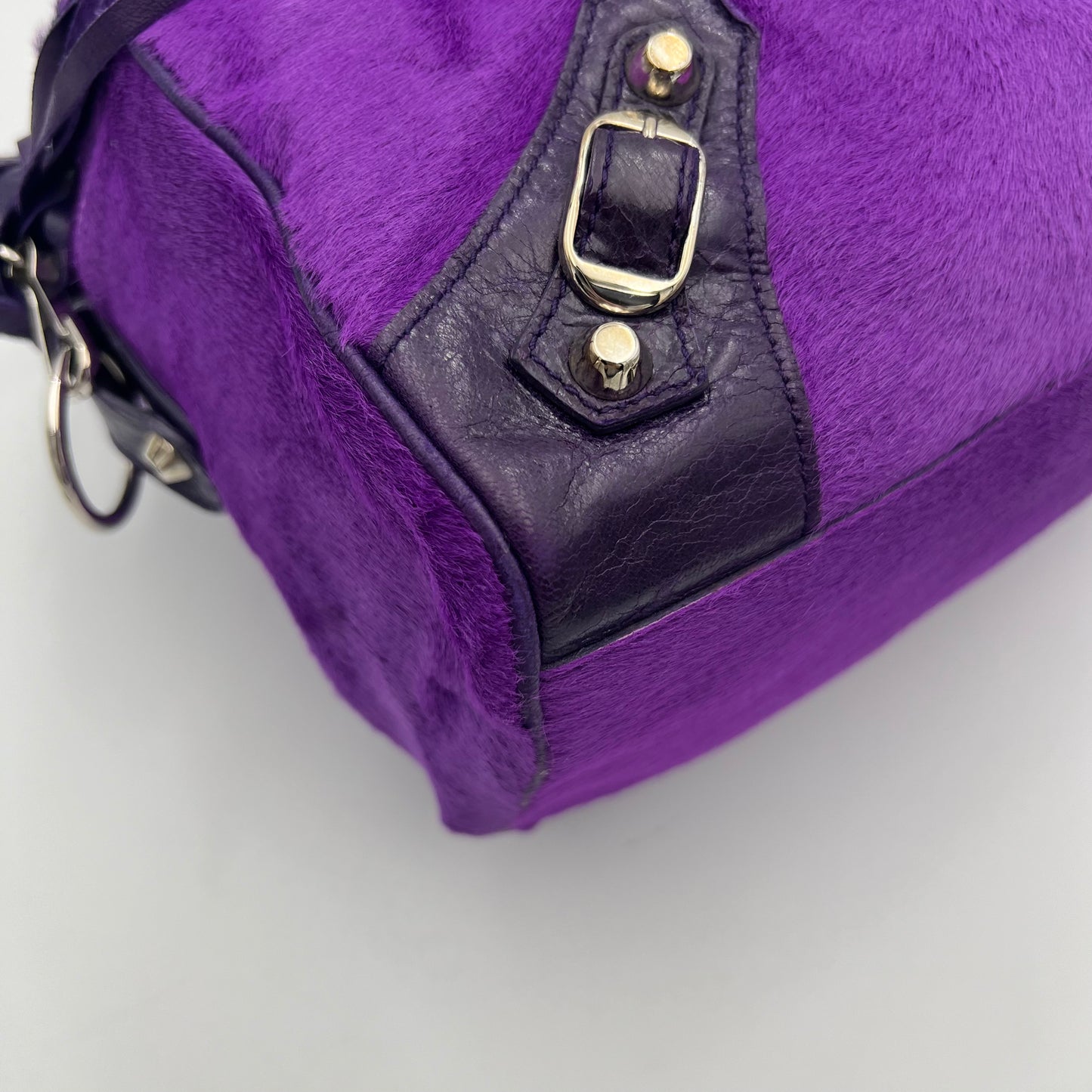 Balenciaga Violet Ink Pony Hair Classic Box Handbag