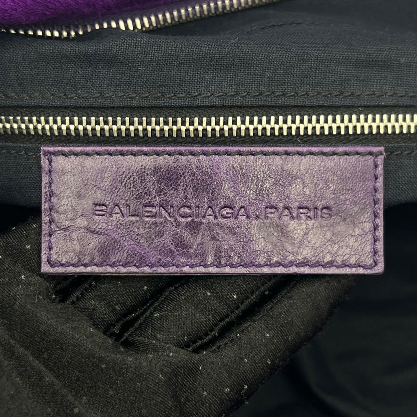 Balenciaga Violet Ink Pony Hair Classic Box Handbag