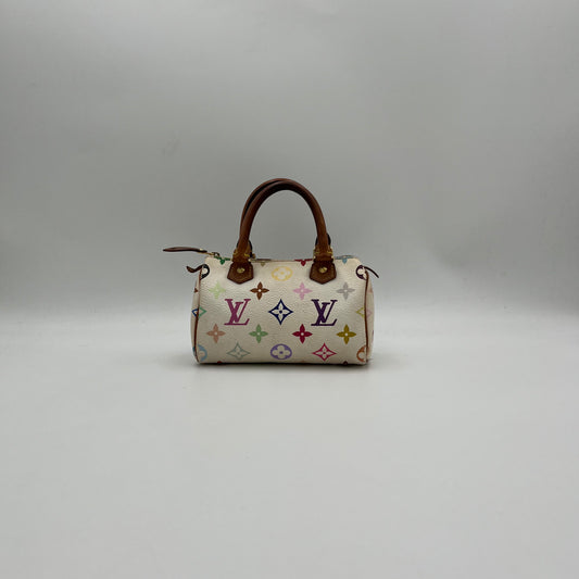 LV Takashi Murakami White Multicolor Mini Speedy Nano