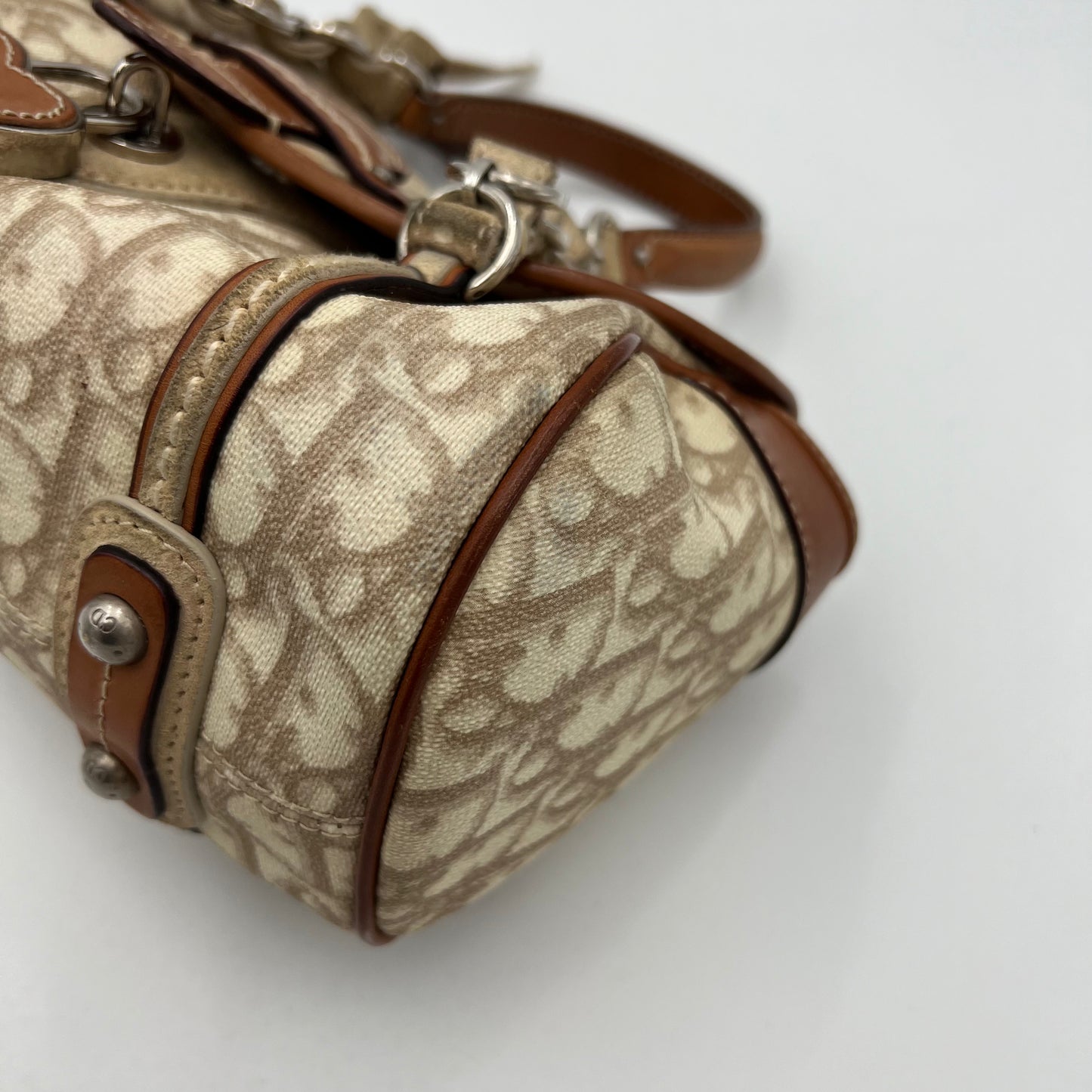Christian Dior Beige Romantique Trotter Heart Lock Small Flap Handbag