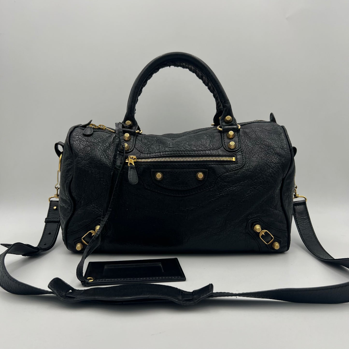 Balenciaga Black Leather Giant 12 Polly Boston GHW 2014