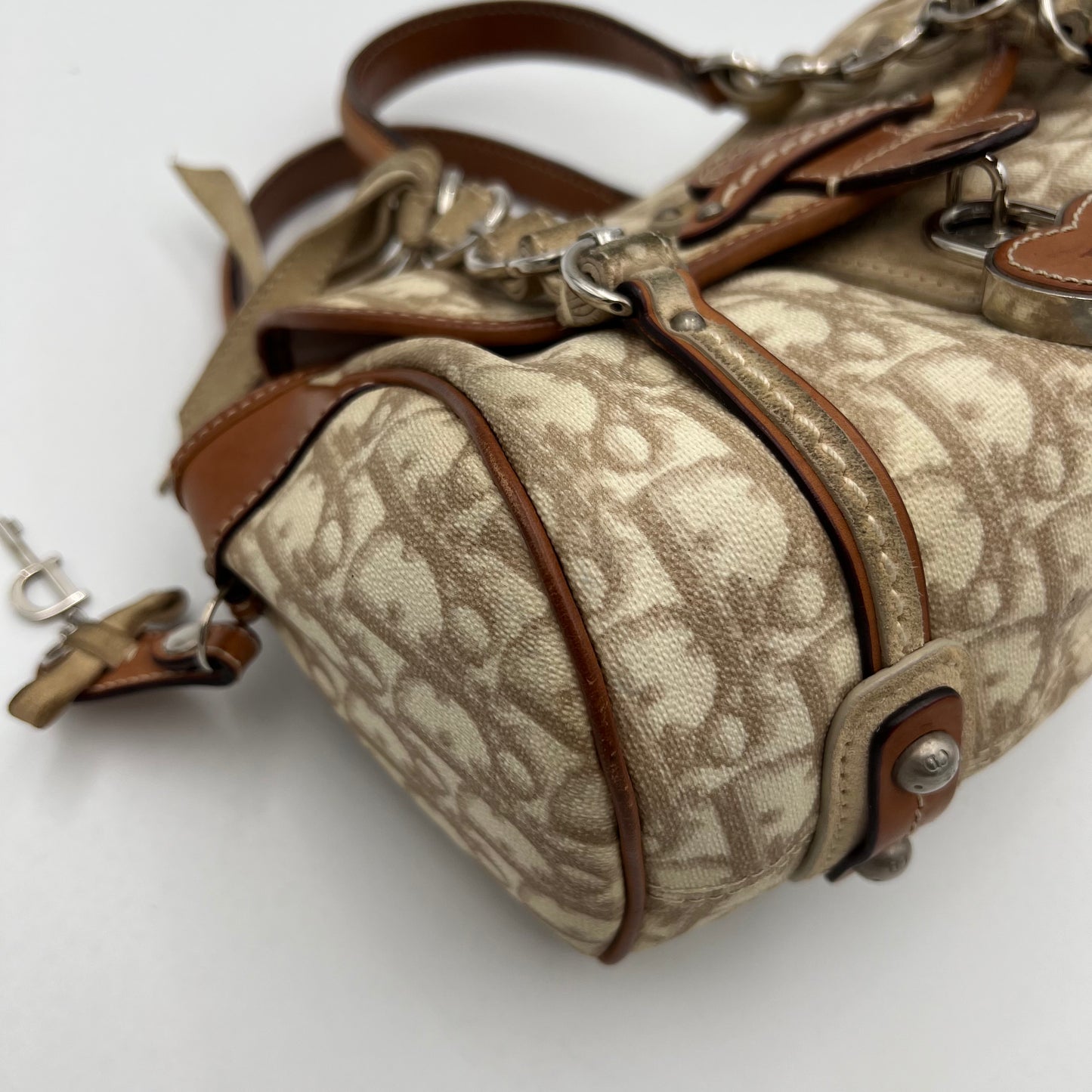 Christian Dior Beige Romantique Trotter Heart Lock Small Flap Handbag