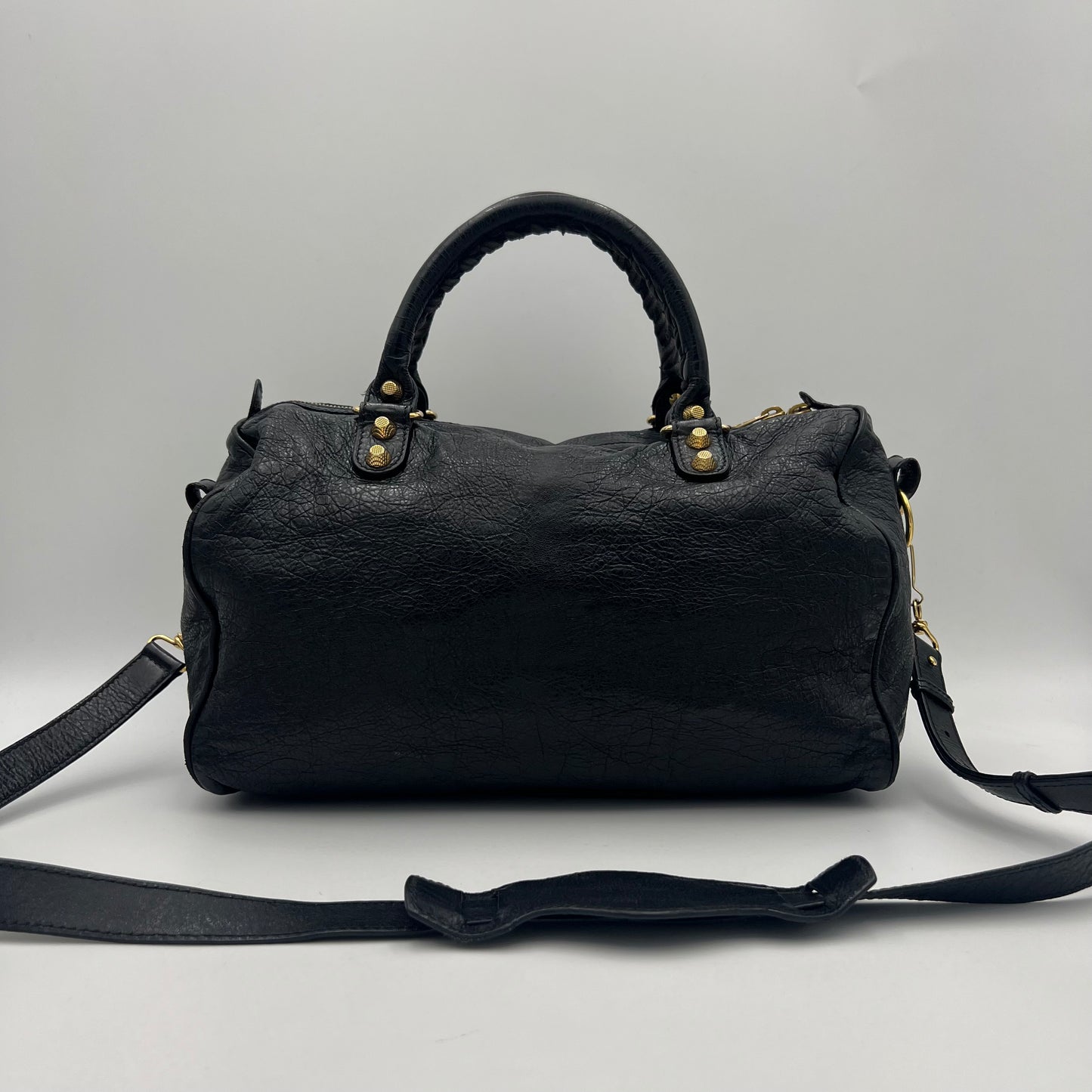 Balenciaga Black Leather Giant 12 Polly Boston GHW 2014