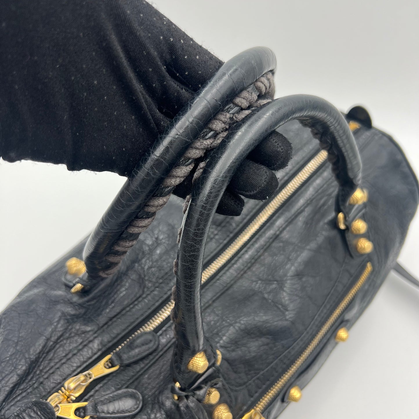 Balenciaga Black Leather Giant 12 Polly Boston GHW 2014