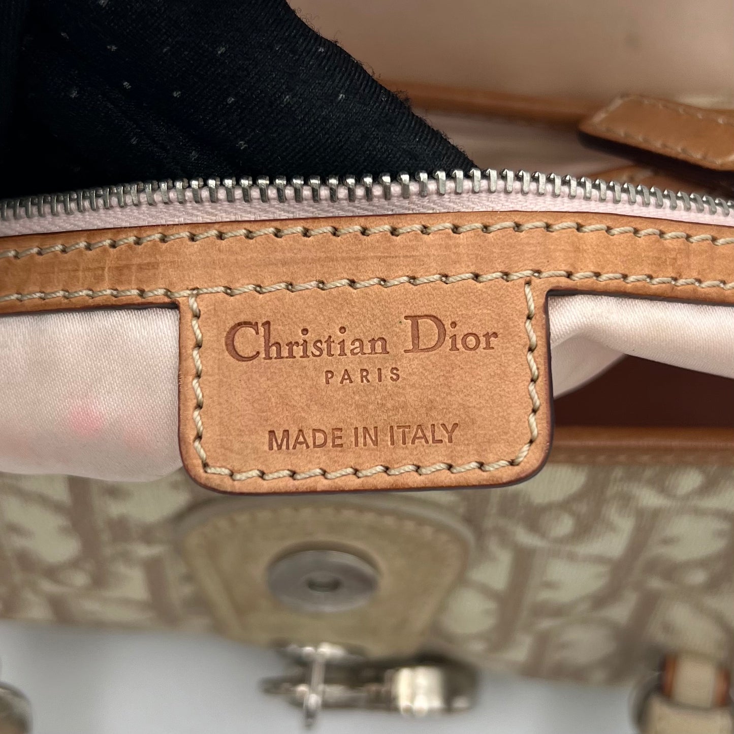 Christian Dior Beige Romantique Trotter Heart Lock Small Flap Handbag