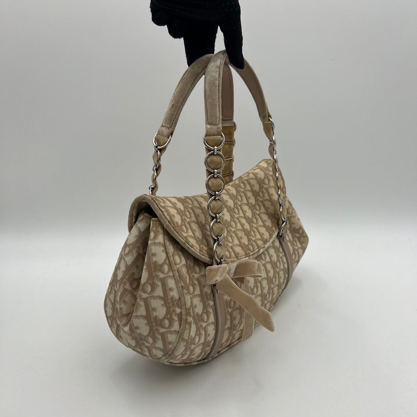 Christian Dior Beige Romantique Trotter Flap Baguette