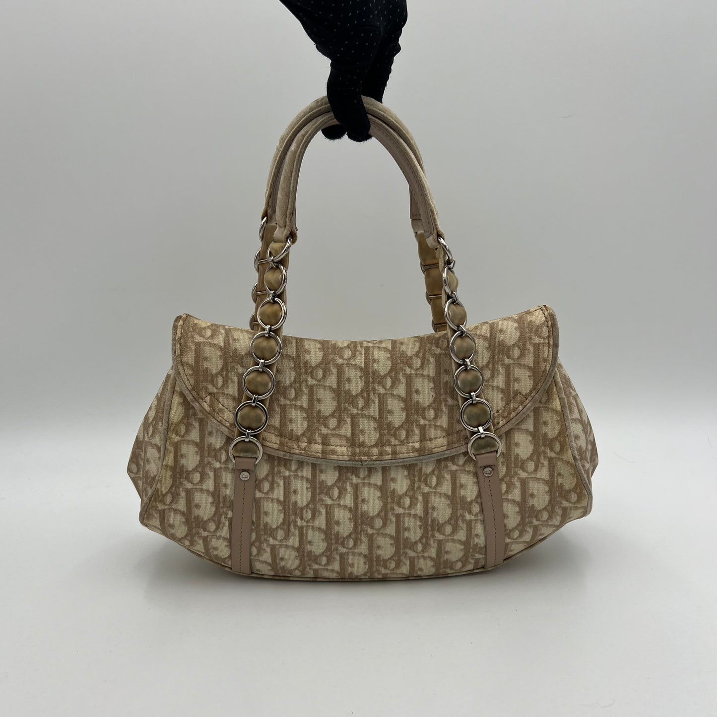 Christian Dior Beige Romantique Trotter Flap Baguette