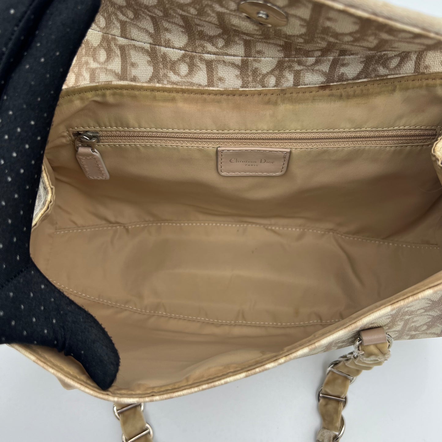 Christian Dior Beige Romantique Trotter Flap Baguette