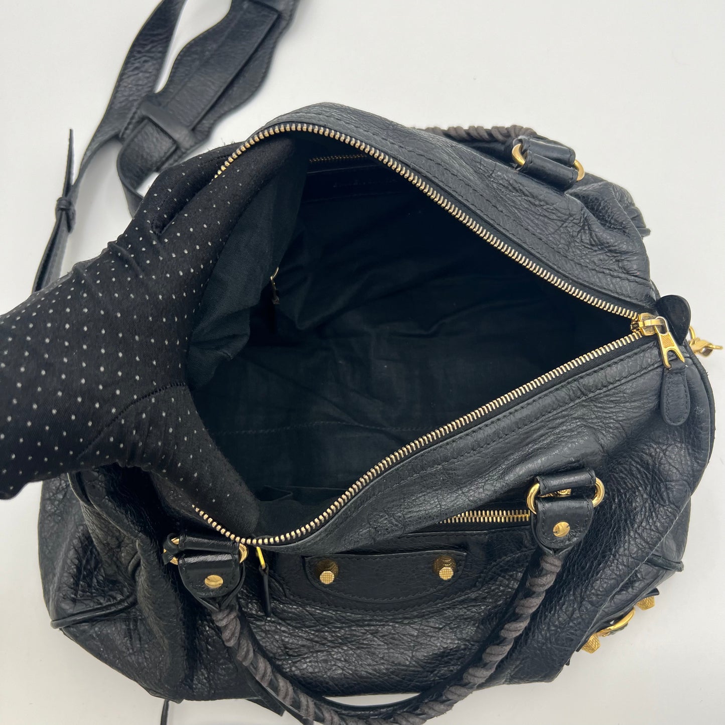 Balenciaga Black Leather Giant 12 Polly Boston GHW 2014