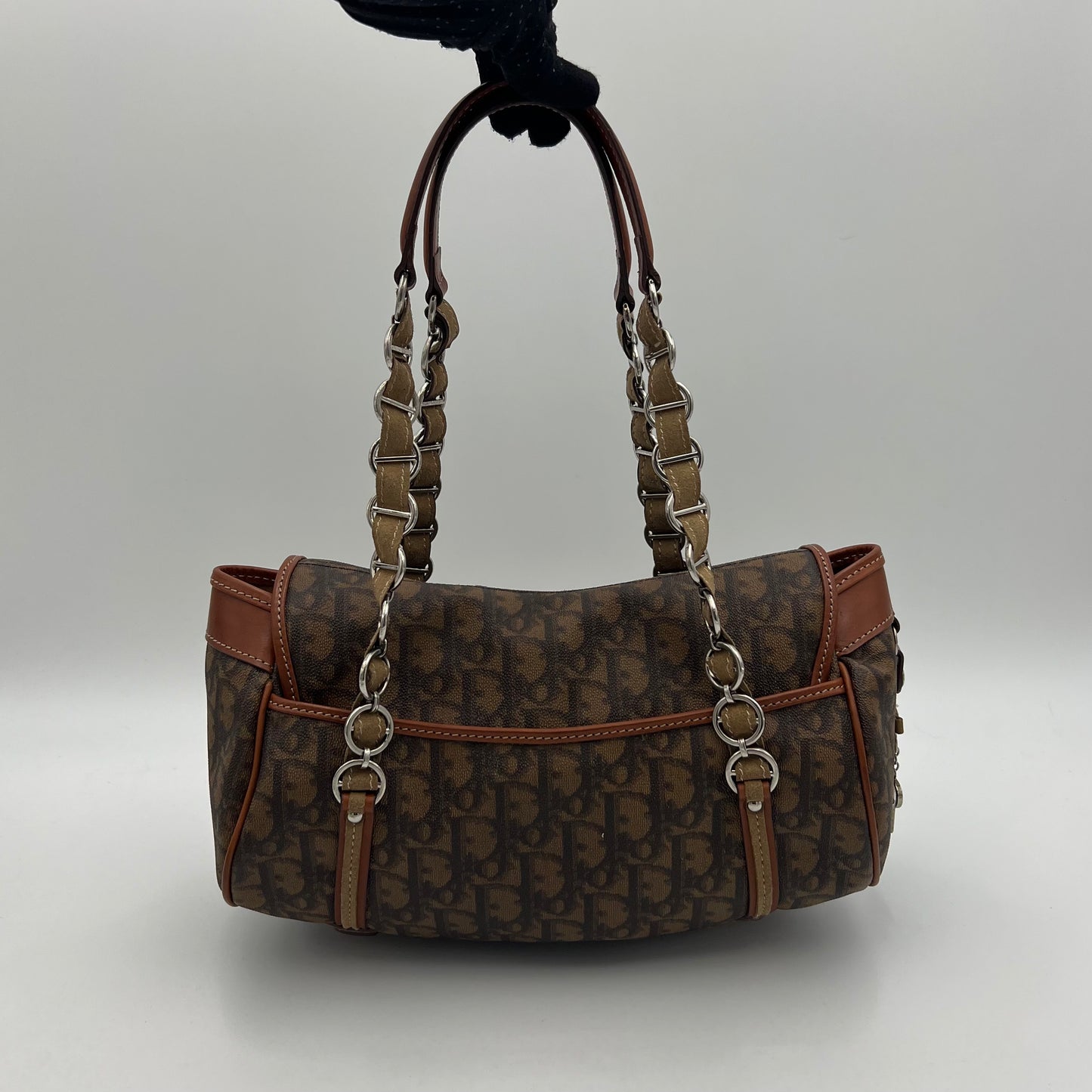 Christian Dior Brown Trotter Romantique Heart Lock Flap Handbag