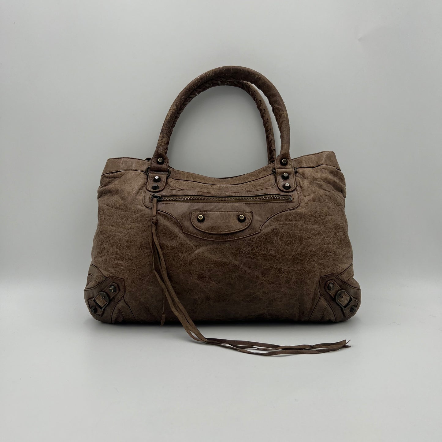 Balenciaga Truffle Brown Leather The Purse Handbag
