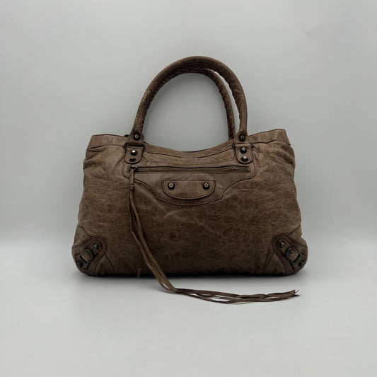 Balenciaga Truffle Brown Leather The Purse Handbag