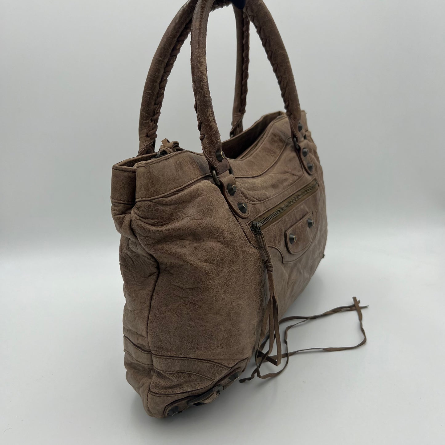 Balenciaga Truffle Brown Leather The Purse Handbag