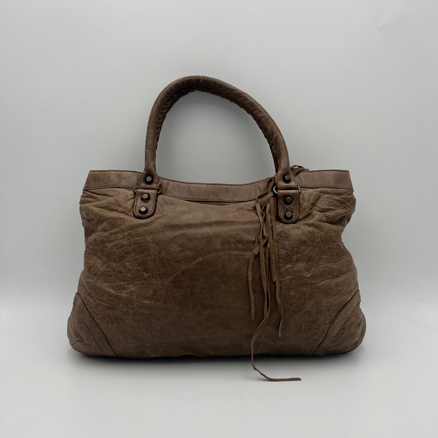 Balenciaga Truffle Brown Leather The Purse Handbag