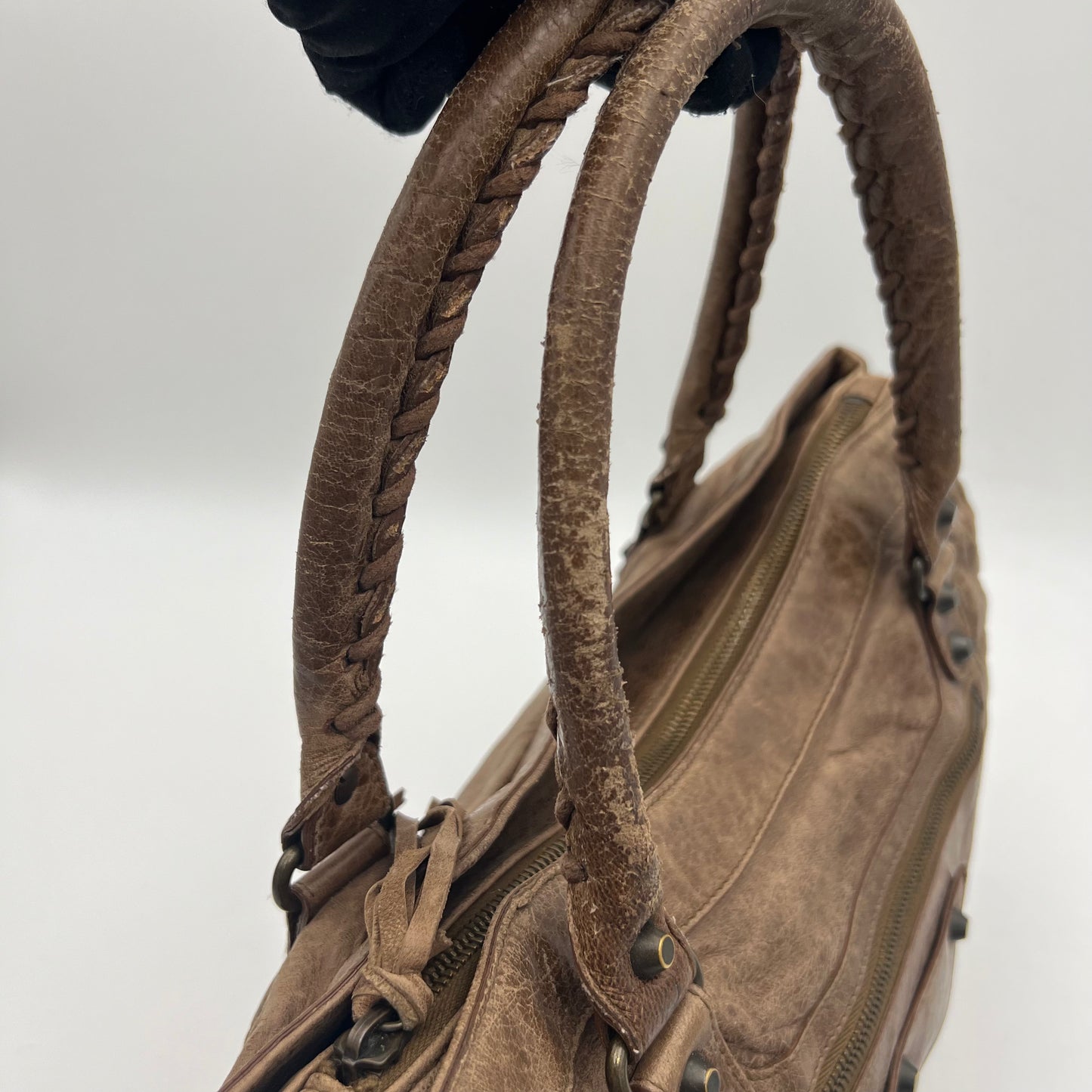 Balenciaga Truffle Brown Leather The Purse Handbag