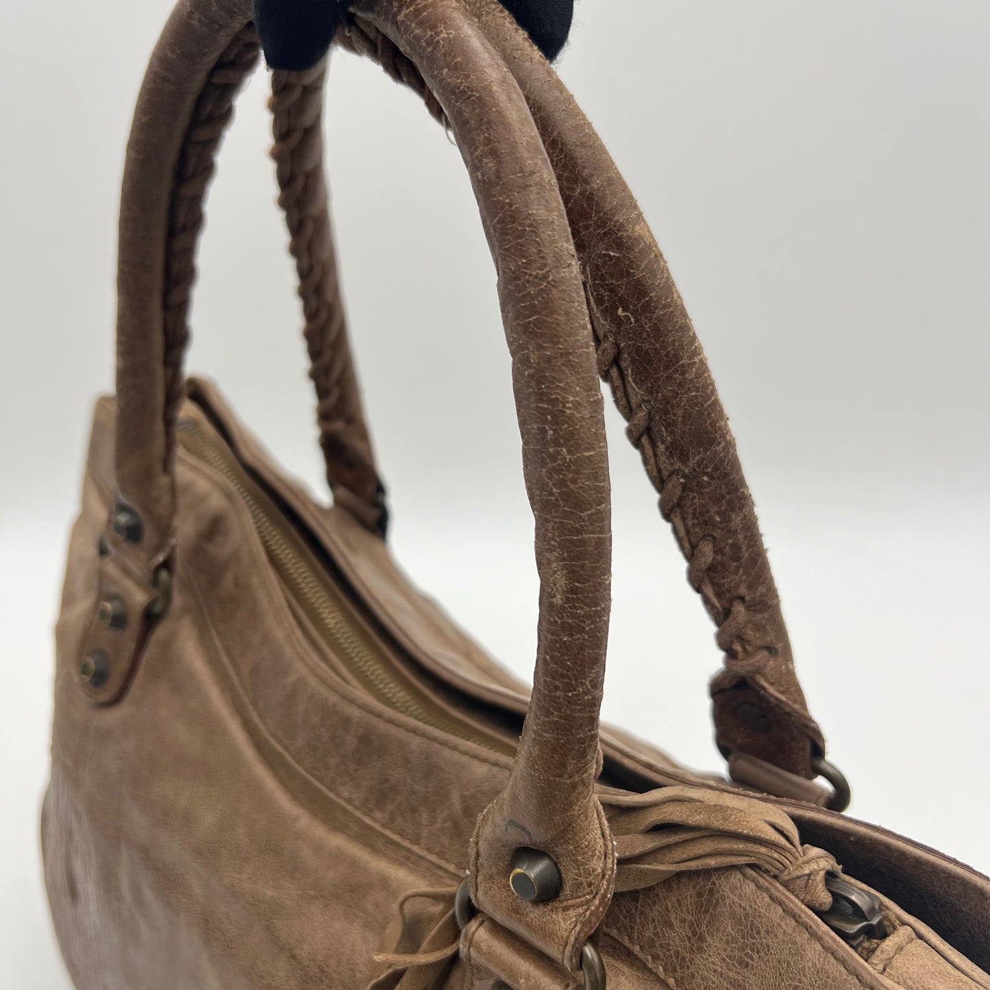 Balenciaga Truffle Brown Leather The Purse Handbag