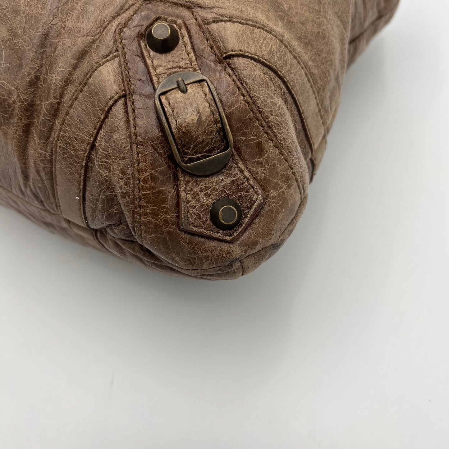 Balenciaga Truffle Brown Leather The Purse Handbag
