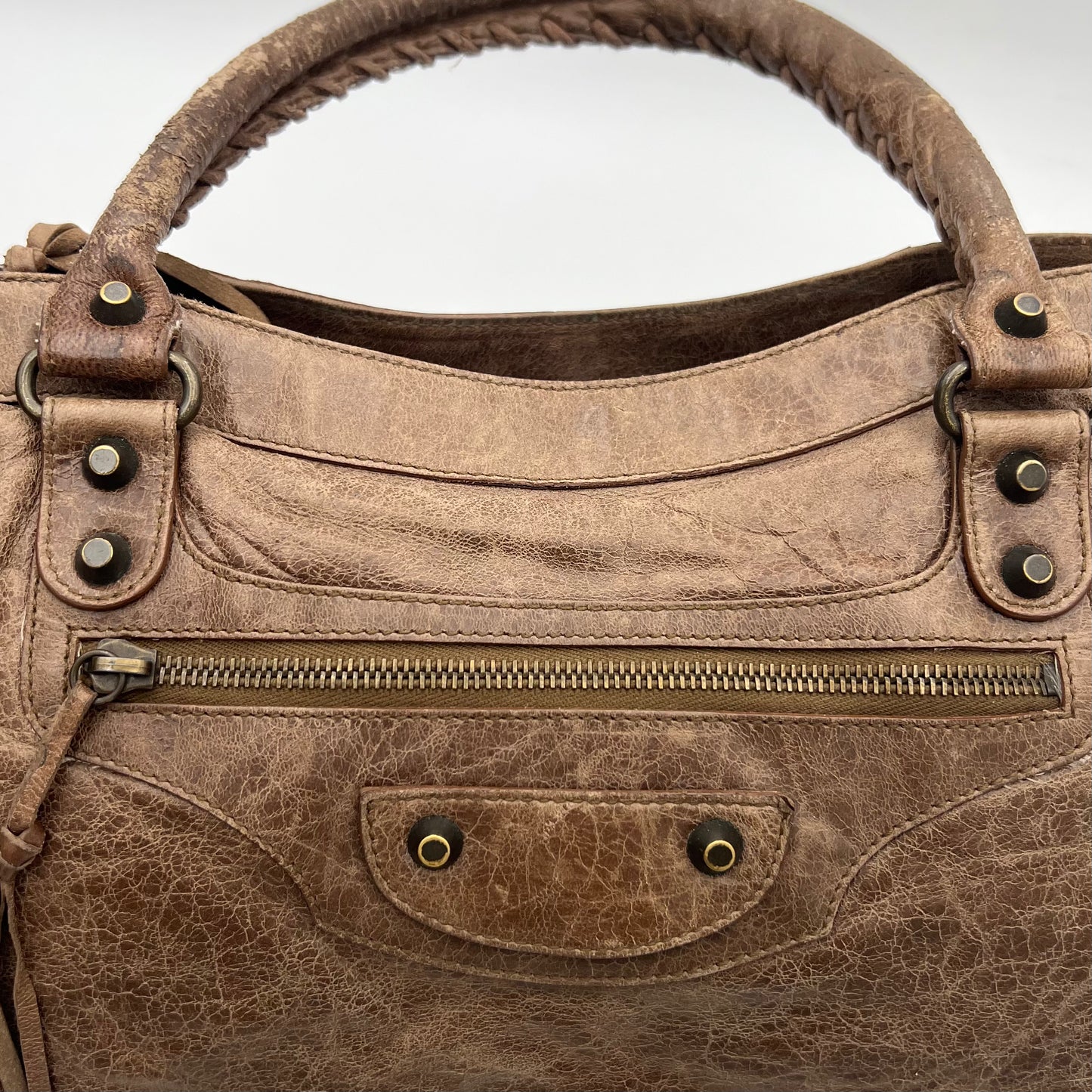 Balenciaga Truffle Brown Leather The Purse Handbag