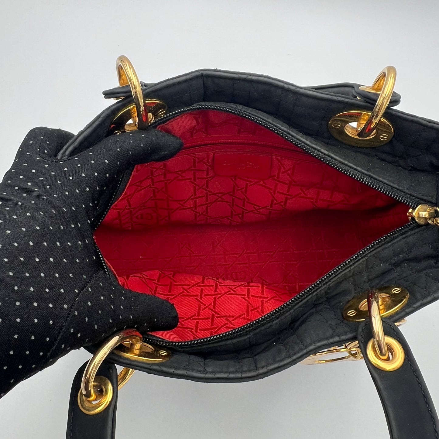 Christian Dior Black Nylon Cannage Smalll Lady Dior