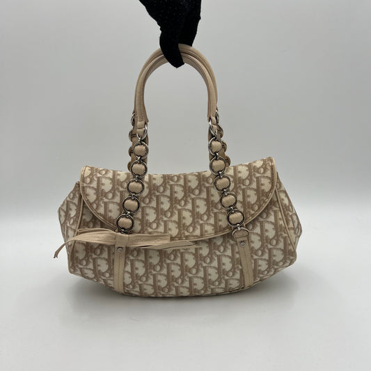 Christian Dior Beige Romantique Trotter Flap Baguette