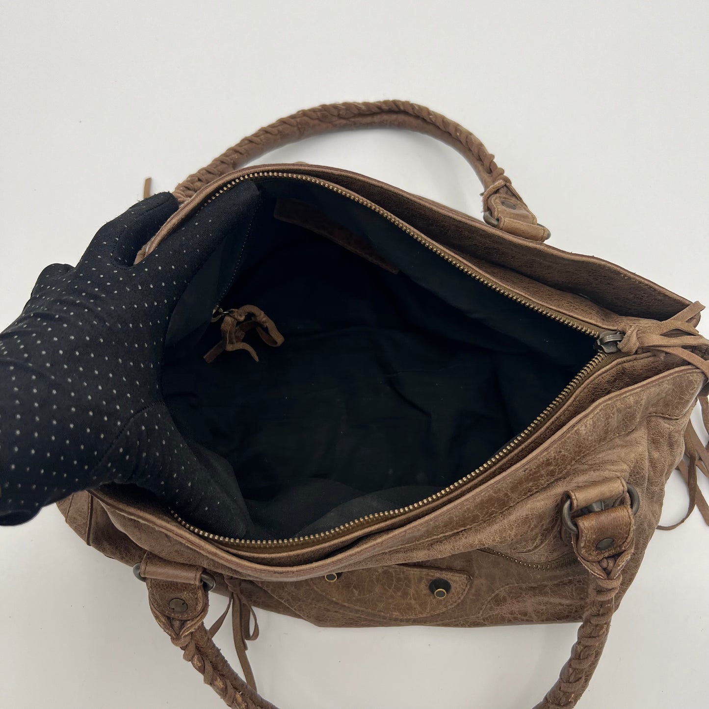 Balenciaga Truffle Brown Leather The Purse Handbag