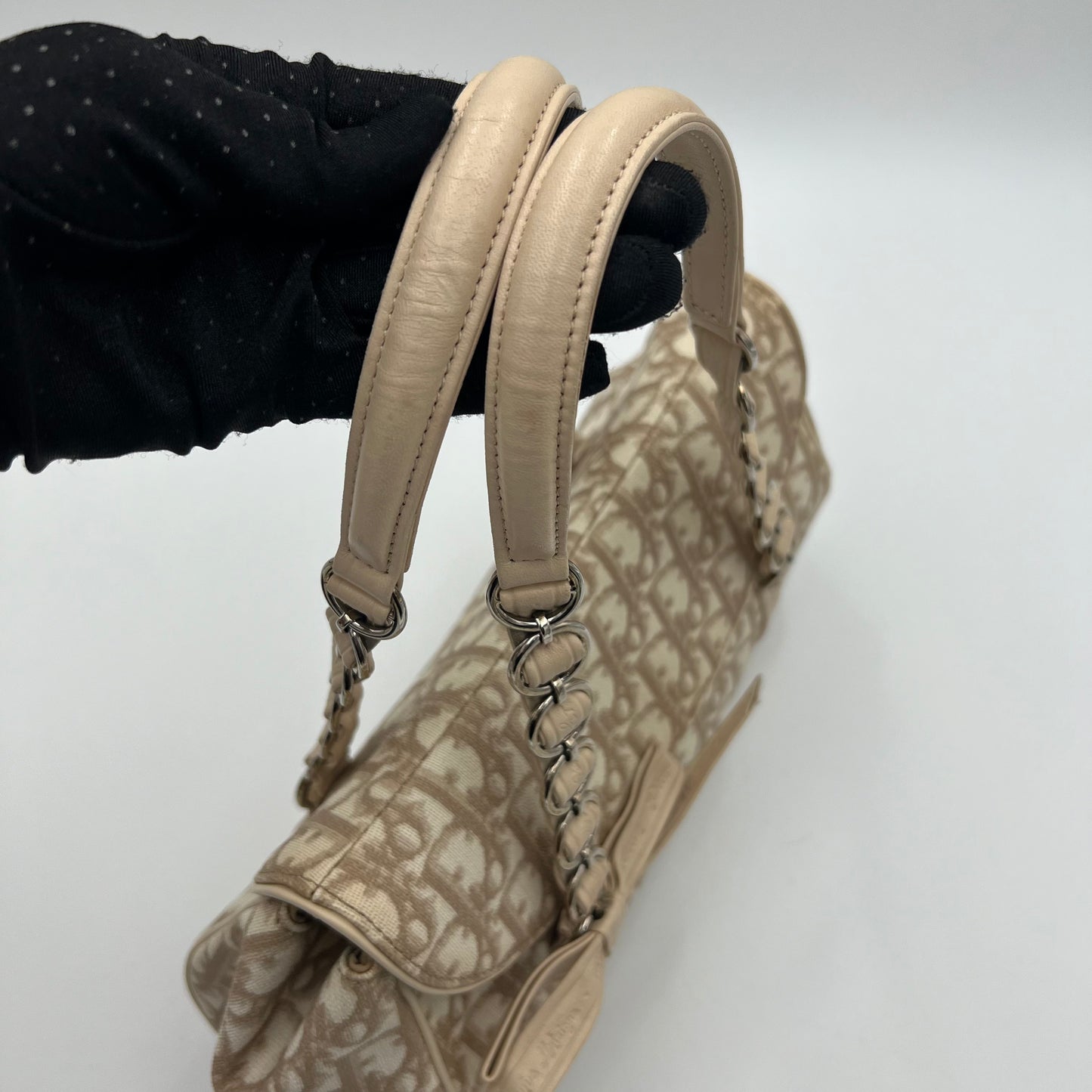 Christian Dior Beige Romantique Trotter Flap Baguette
