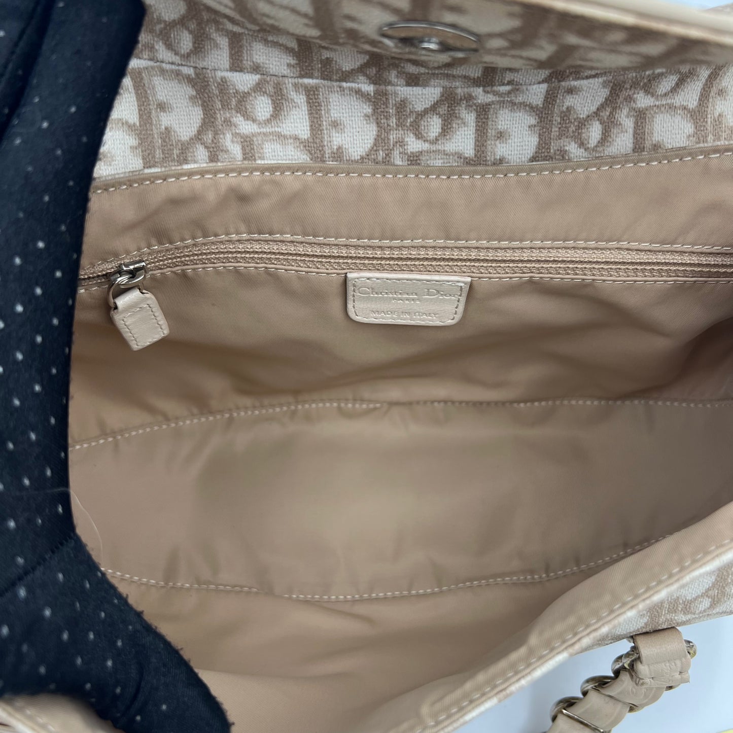 Christian Dior Beige Romantique Trotter Flap Baguette