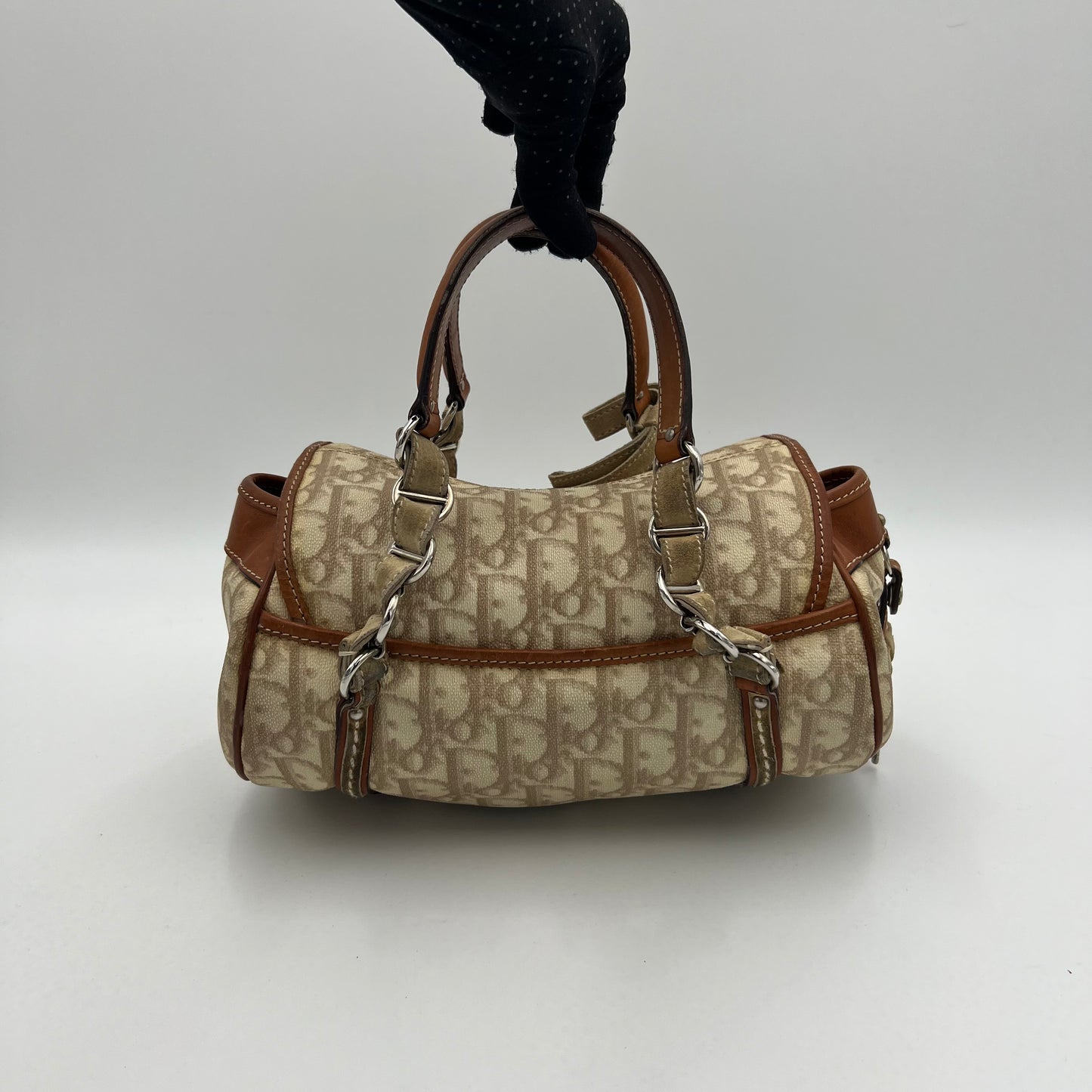Christian Dior Beige Romantique Trotter Heart Lock Small Flap Handbag