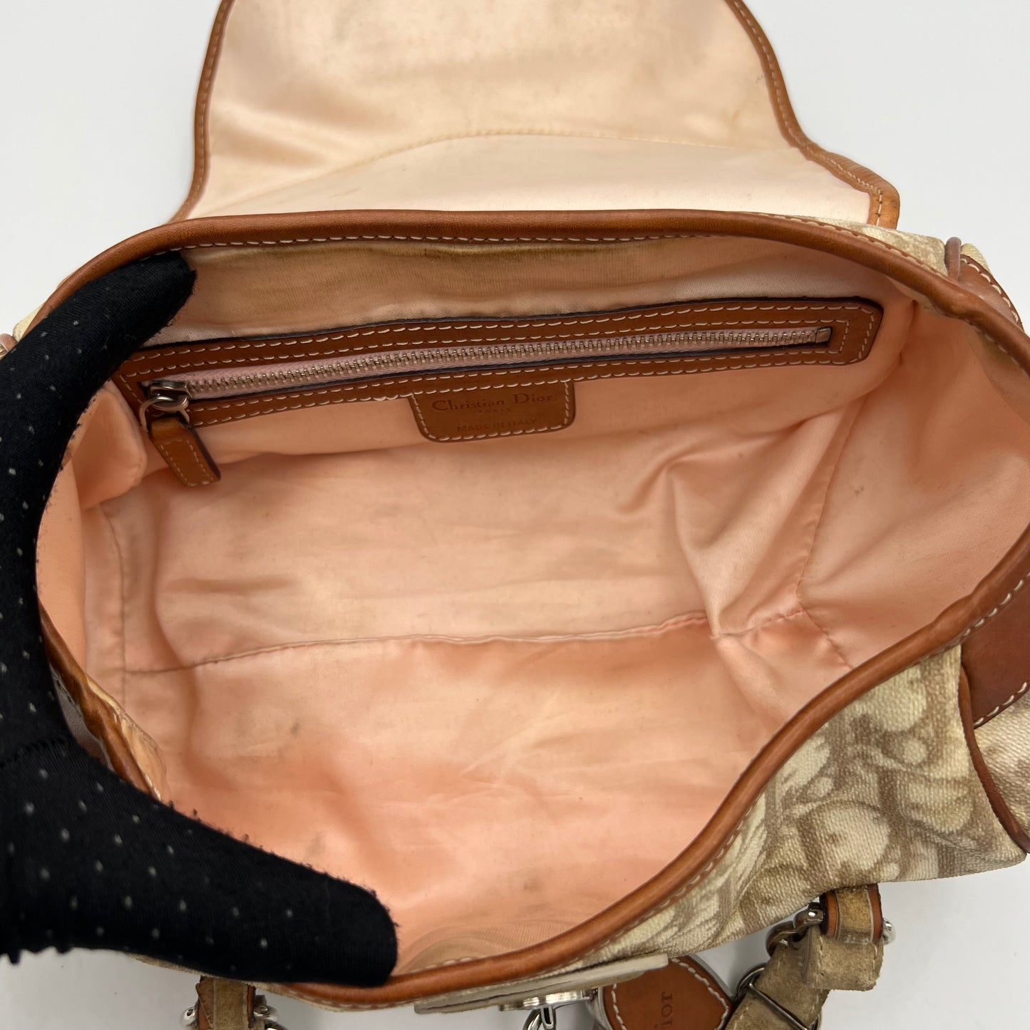 Christian Dior Beige Romantique Trotter Heart Lock Small Flap Handbag