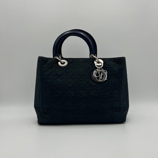 Christian Dior Black Nylon Cannage Lady Dior GHW