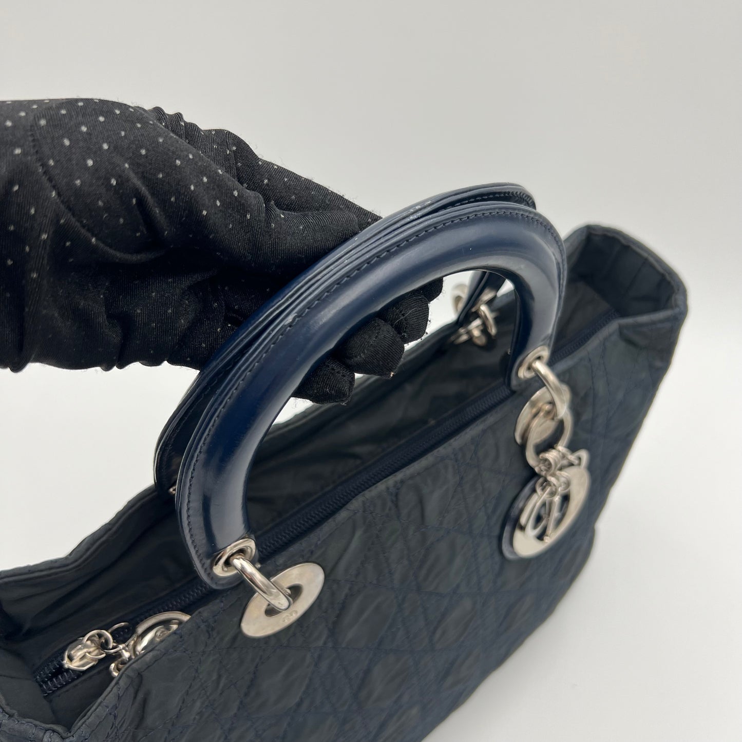 Christian Dior Black Nylon Cannage Lady Dior GHW