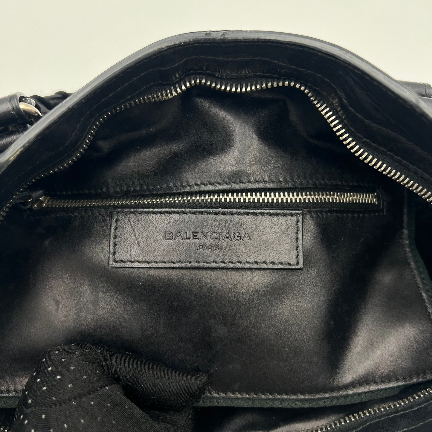 Balenciaga Black Mesh and Leather Metallic Hardware Classic City SHW
