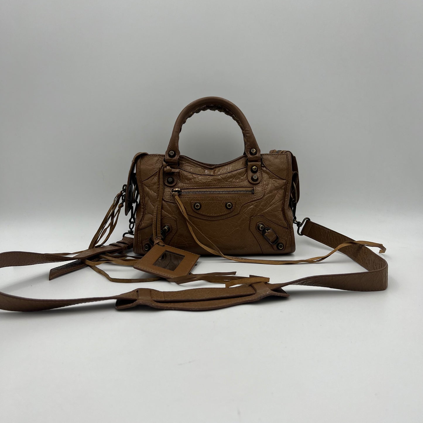 Balenciaga Mocha Brown Leather Classic Mini City