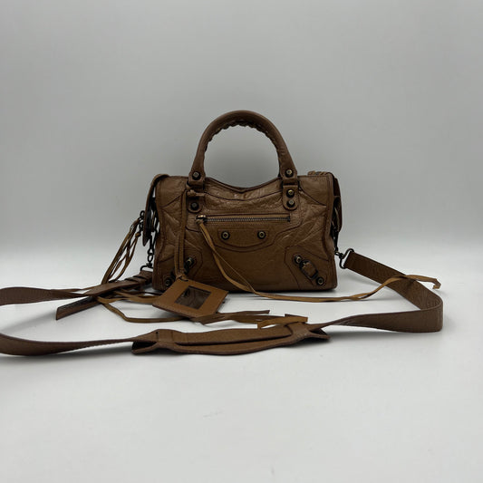 Balenciaga Mocha Brown Leather Classic Mini City