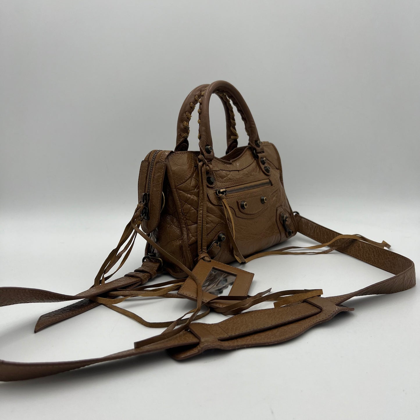 Balenciaga Mocha Brown Leather Classic Mini City