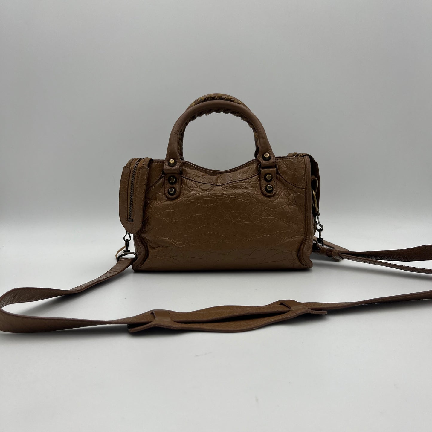 Balenciaga Mocha Brown Leather Classic Mini City