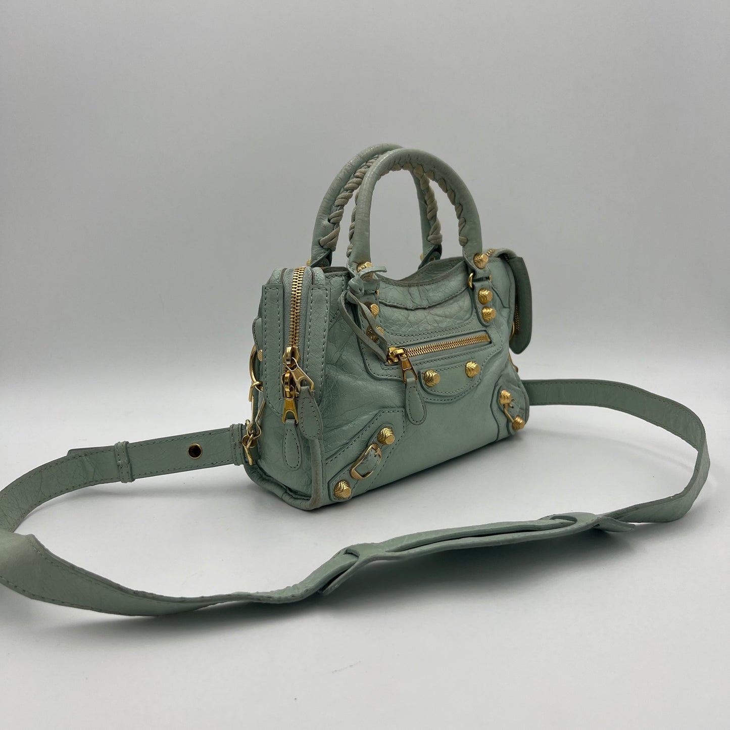 Balenciaga Mint Green Leather Giant 12 Mini City GHW